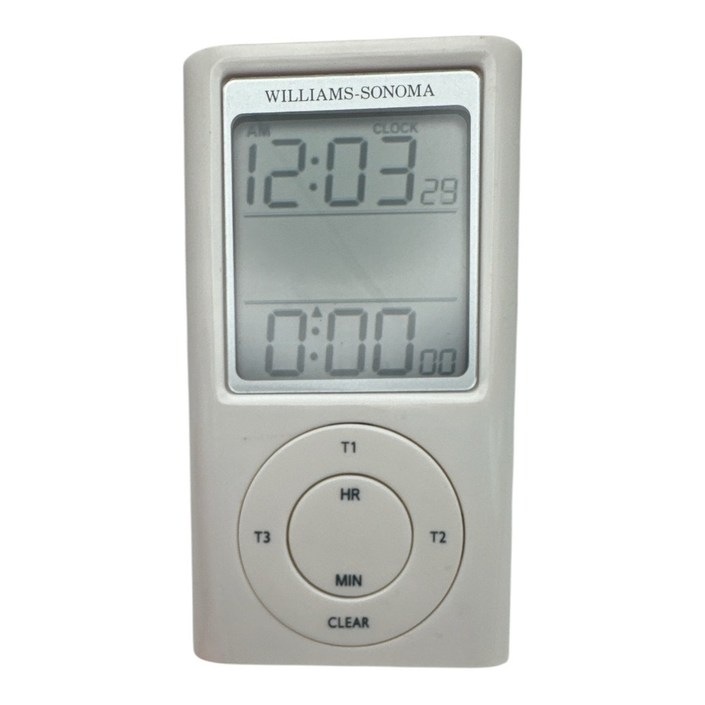 Williams Sonoma Digital Triple Timer Three Cooking‎ Times Kitchen White EUC